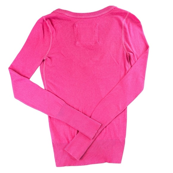Abercrombie & Fitch Y2K Vintage Long Sleeve Hot Pink Sweater In Size Medium - Picture 6 of 7